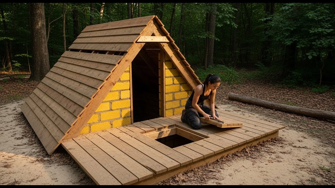 7 Days of Tunneling, Underground Survival Shelter – Brick by Brick in the Wild img
